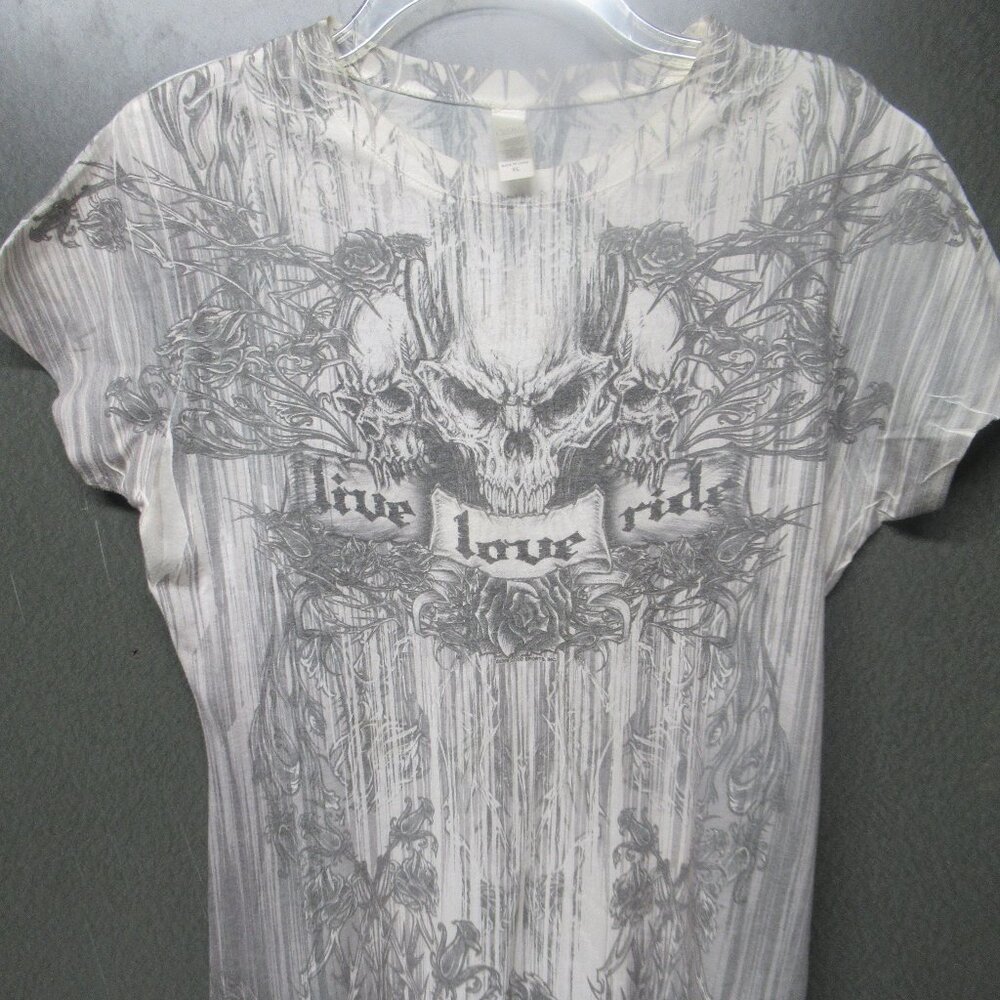 "Live Love Ride" Gray Skull Tee Sz XL